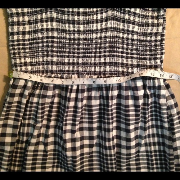 Navy White Gingham Paid Elastic Ruffled Sundress Adjustable Straps M to … - Picture 7 of 7